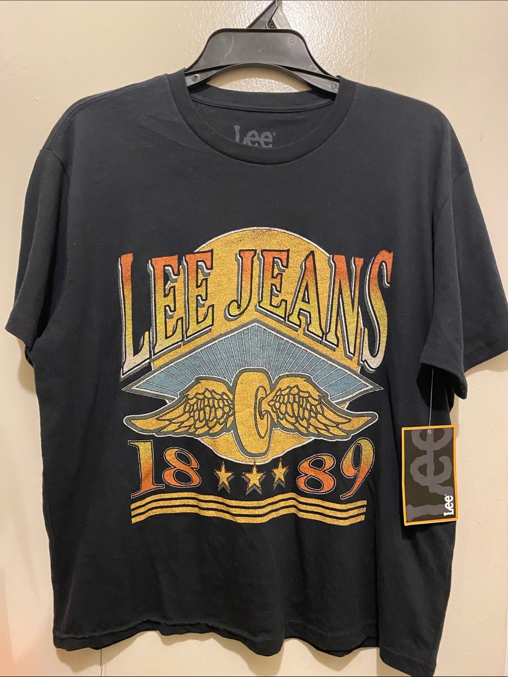 Lee Black Short-Sleeve Tee with Yellow & Orange Graphic
